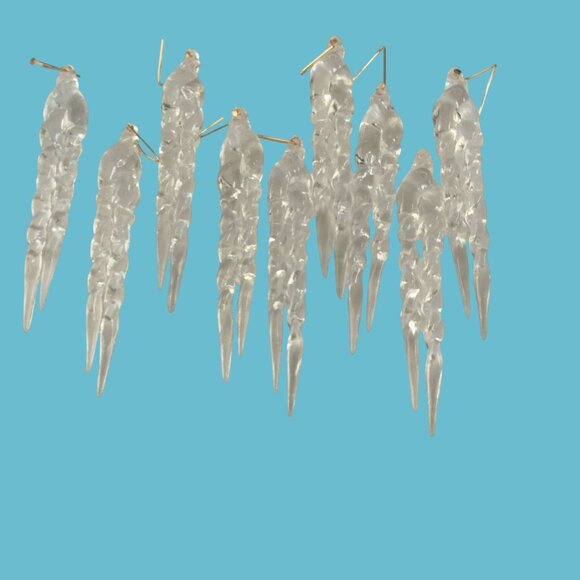 Clear Acrylic Icicle Ornaments Gold Hooks Christmas Tree Decoration Lot 10 - Picture 2 of 6